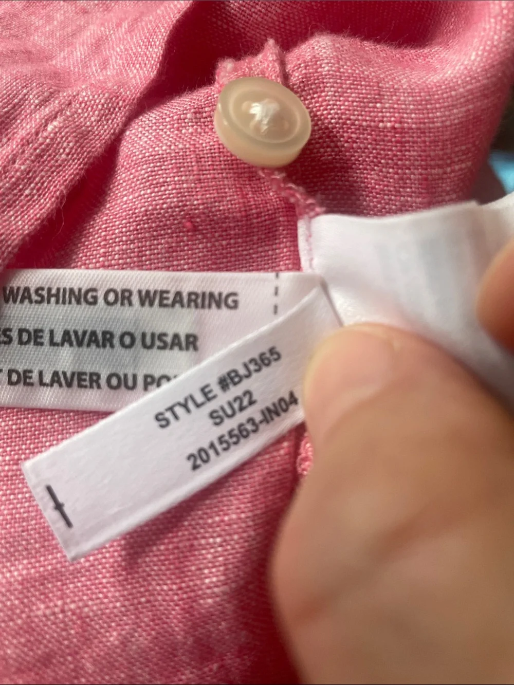 J. Crew V-back 100% linen top Sz 8 pink button front puff sleeves